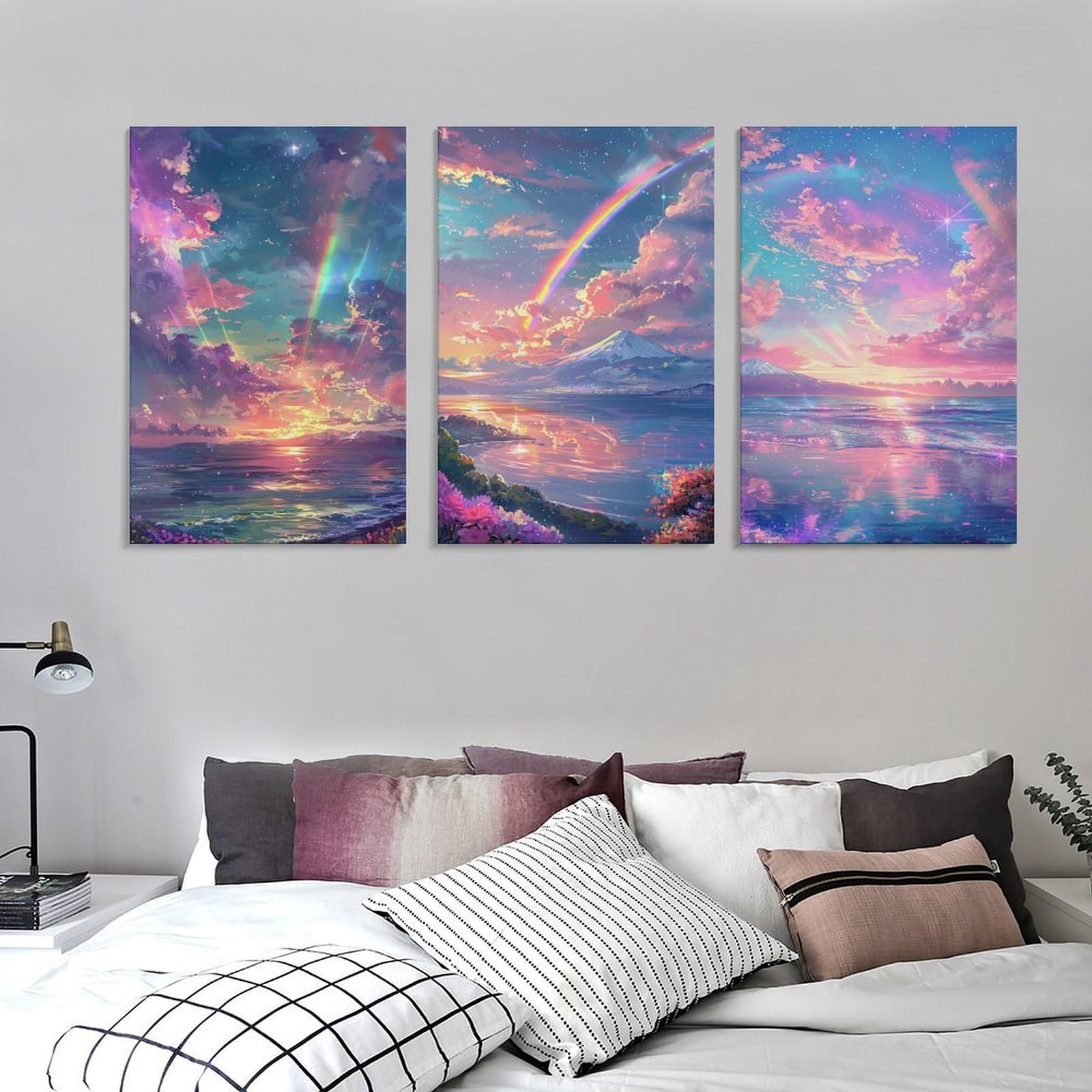 Amazon.co.jp: 3枚 光沢のあるカラフルな風景 絵画 インテリア