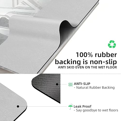 Miniatura 4 de Diatomaceous Earth - Tapete de baño súper absorbente, de secado rápido, antideslizante, delgado, apto para debajo de la puerta, alfombra de ducha