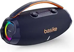 Caixa de Som Bluetooth 80w(MAX) /TWS/FM, Botão Ajustável do Subwoofer com Luz RGB LED de Ritmo para Festas, Praia e Acampamentos, Azul