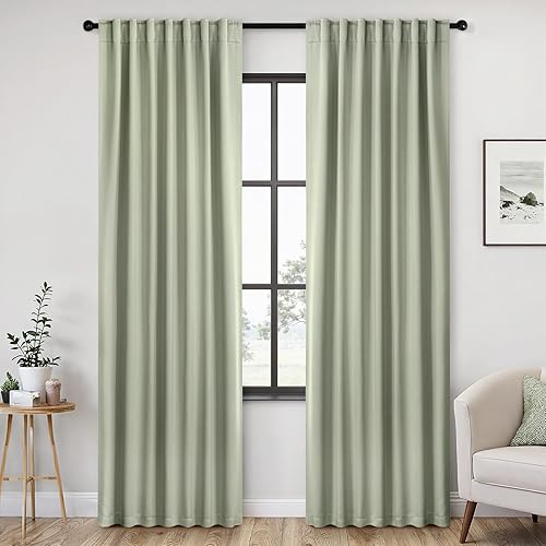 Miniatura 7 de ANRODUO - Cortinas opacas del 99% para dormitorio y sala de estar, con aislamiento térmico, trabillas traseras, bolsillo para cortinero, plisadas