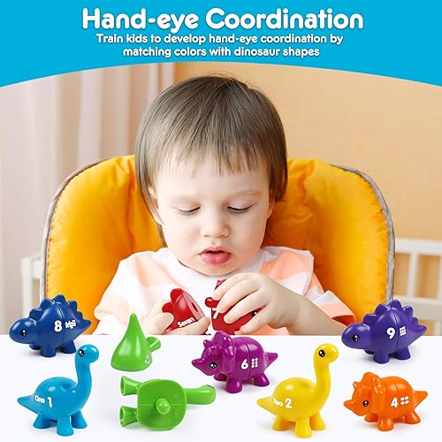 Miniatura 4 de Juguetes Montessori de dinosaurio para niños de 2 a 4 años, juegos de coincidencia de números, aprendizaje preescolar, educativos, habilidades
