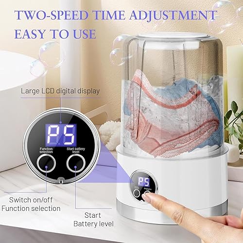 Miniatura 2 de Mini lavadora ropa interior lavadora portátil 1L suave limpieza profunda aparato recargable para calcetines, ropa interior, ropa de bebé, ropa de
