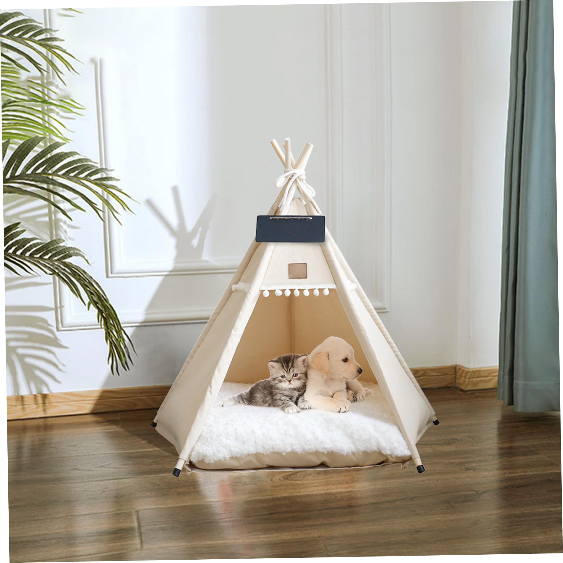 Tente tipi pour Animaux de Compagnie avec Coussin, lit Portable Lavable pour Chien et Chat de 20 Pouces, pour Animaux Moins 7kg