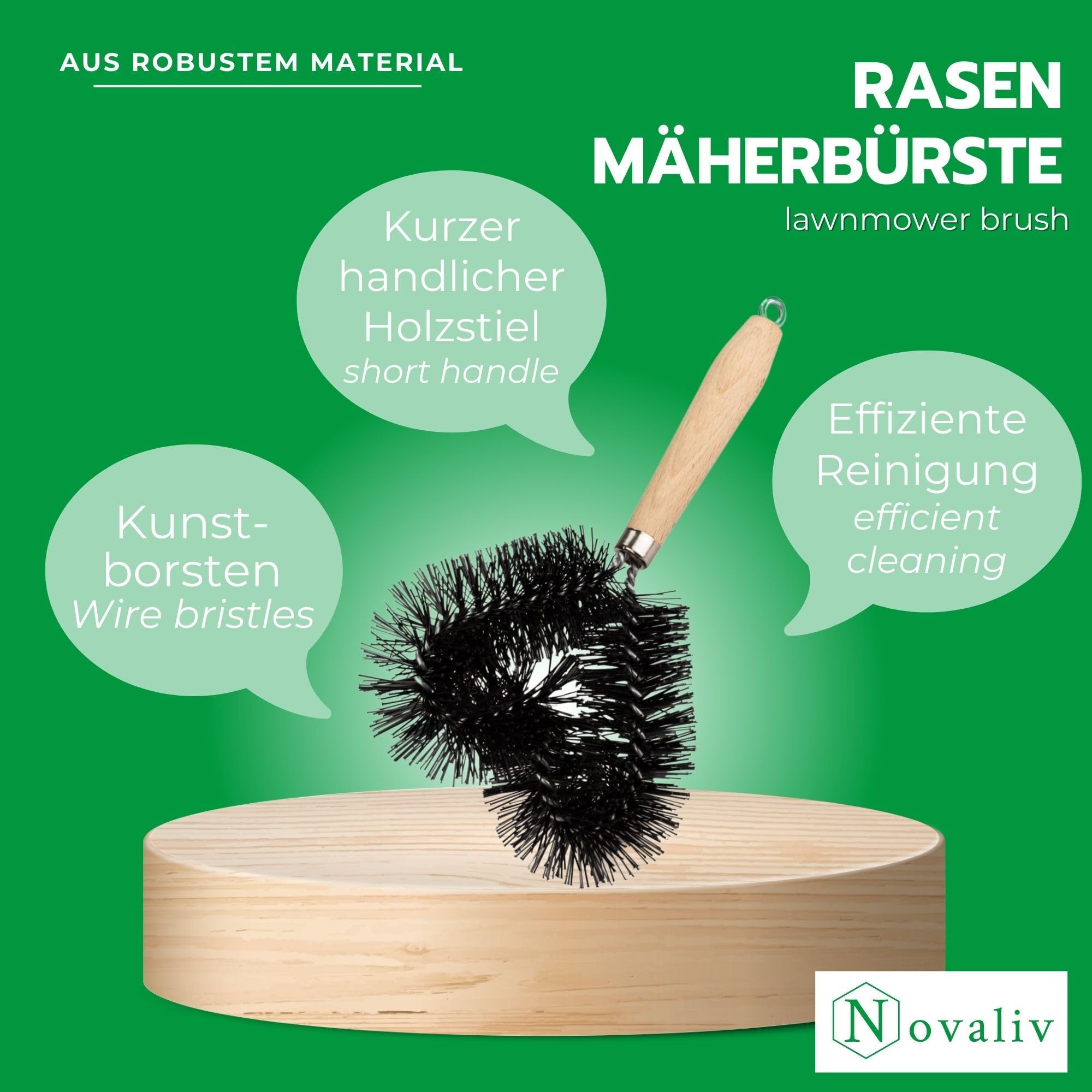 Novatool Novaliv Lot de 2 brosses de nettoyage pour tondeuse à gazon, 25 cm, pour tondeuse à gazon électrique, tondeuse autoportée, tondeuse autoportée, balayette et taille-haie