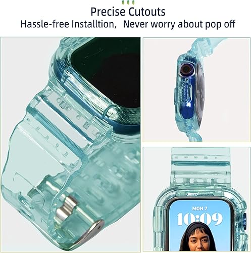 Miniatura 10 de Blingbrione Funda con correa compatible con Apple Watch de 1.57, 1.57, 1.57, 1.61, 1.65, 1.73 y 1.73 pulgadas correa de silicona de TPU suave con