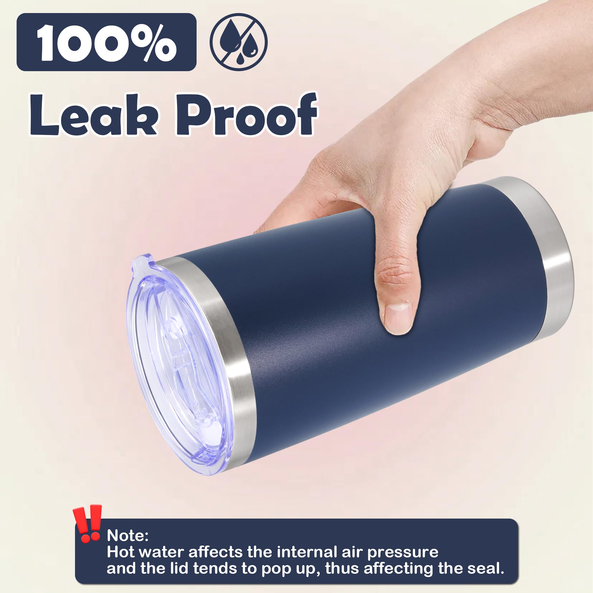567 g Tumbler Edelstahl Tumbler Kaffeebecher mit Deckel Navy 8P | Vakuumisolierter doppelwandiger Reisebecher, langlebig, pulverbeschichtet, für heiße und kalte Getränke