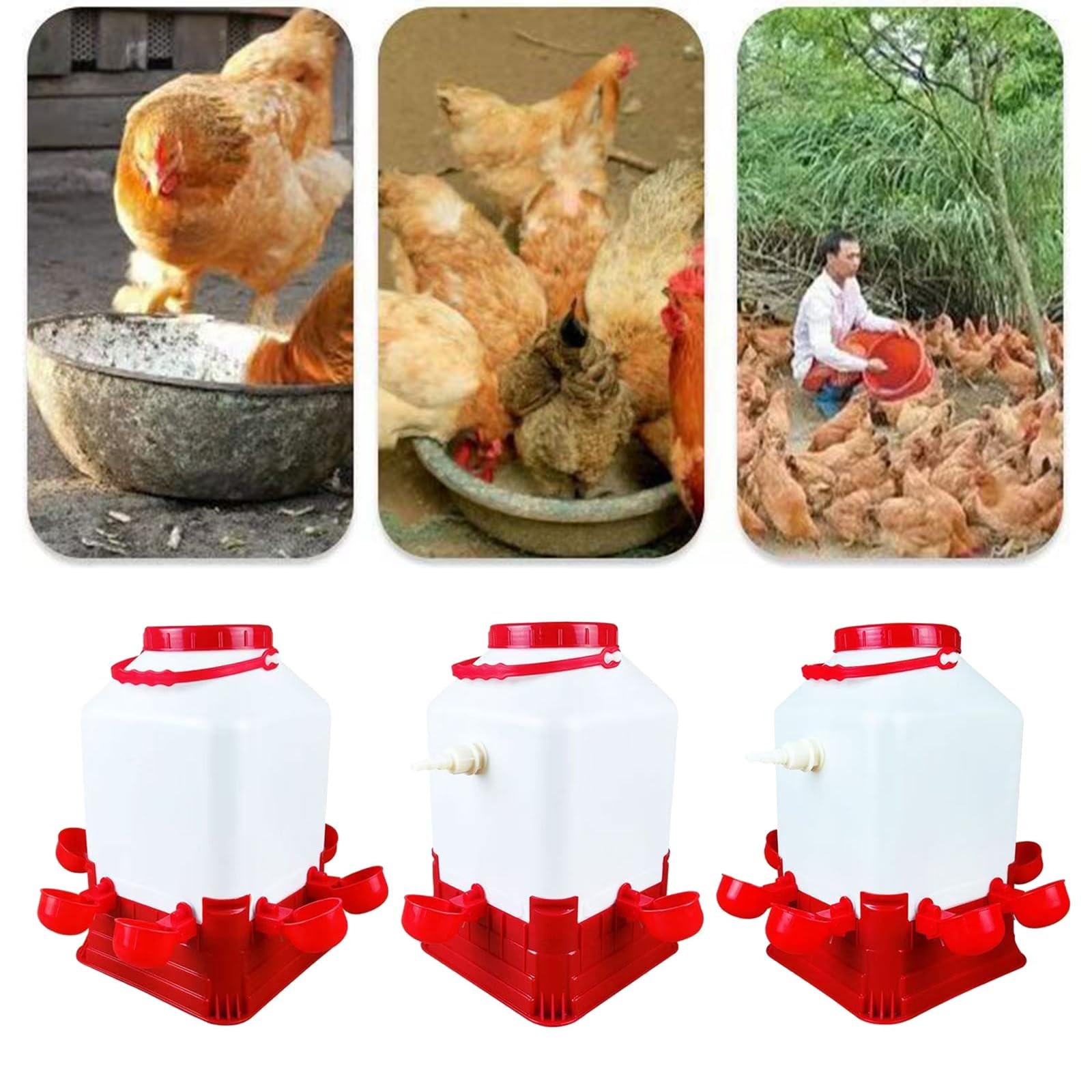 Alimentador automático para pollo, diseño antiresiduos, para aves de corral, gansos, patos, sello a prueba de fugas, herramienta de alimentación antiderrames, dispensador de agua de pollo a