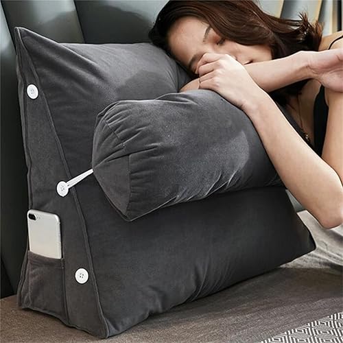 Miniatura 4 de Almohada triangular para lectura y dormir en forma de cuña con almohada ajustable para el cuello, soporte para cuerpo, espalda, lumbar, uso en cama,