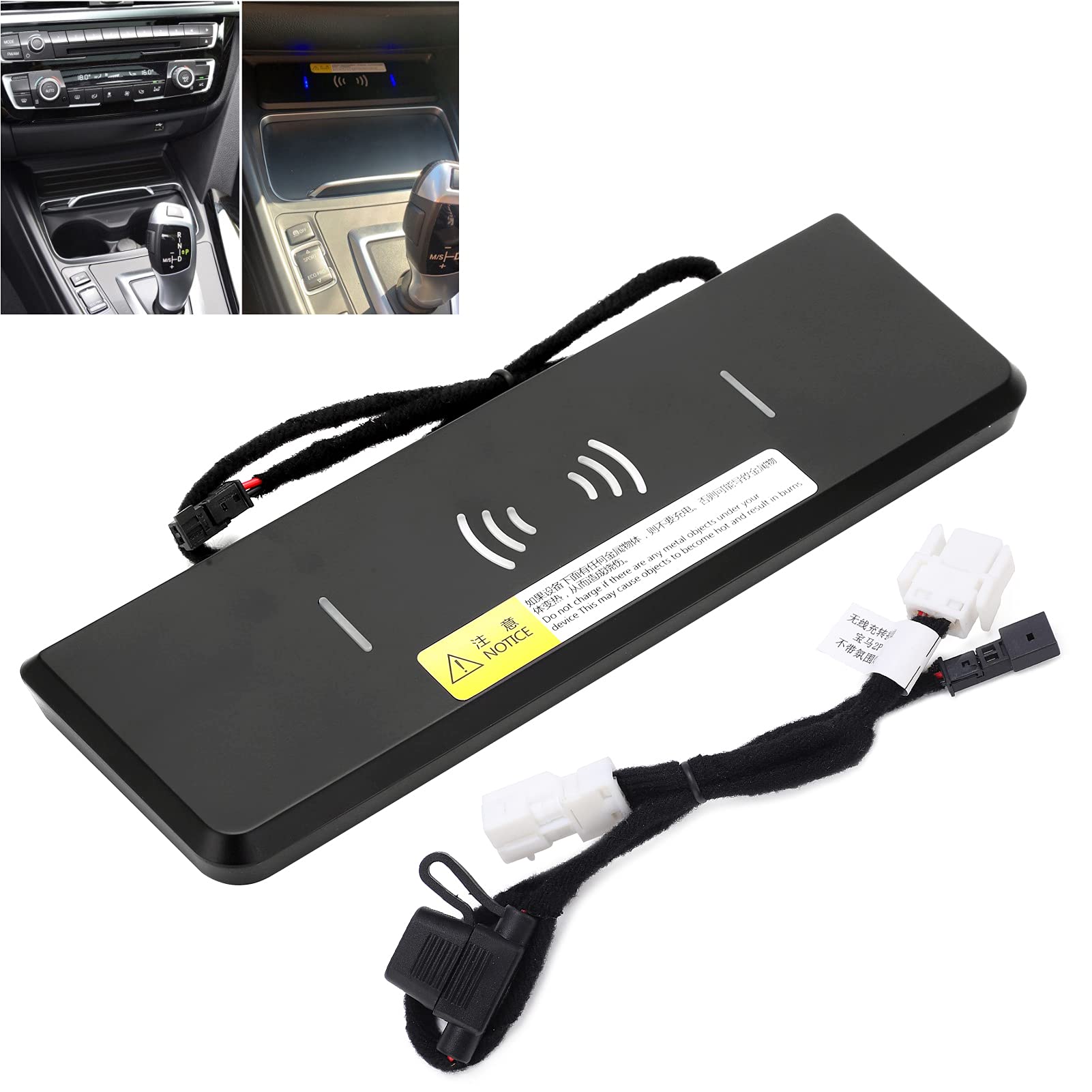 Caricabatterie Wireless per Auto, Caricabatteria Rapido Wireless per Auto 15 W Supporto per Telefono QC di Ricambio per Serie 3/4 Serie 2016-2019