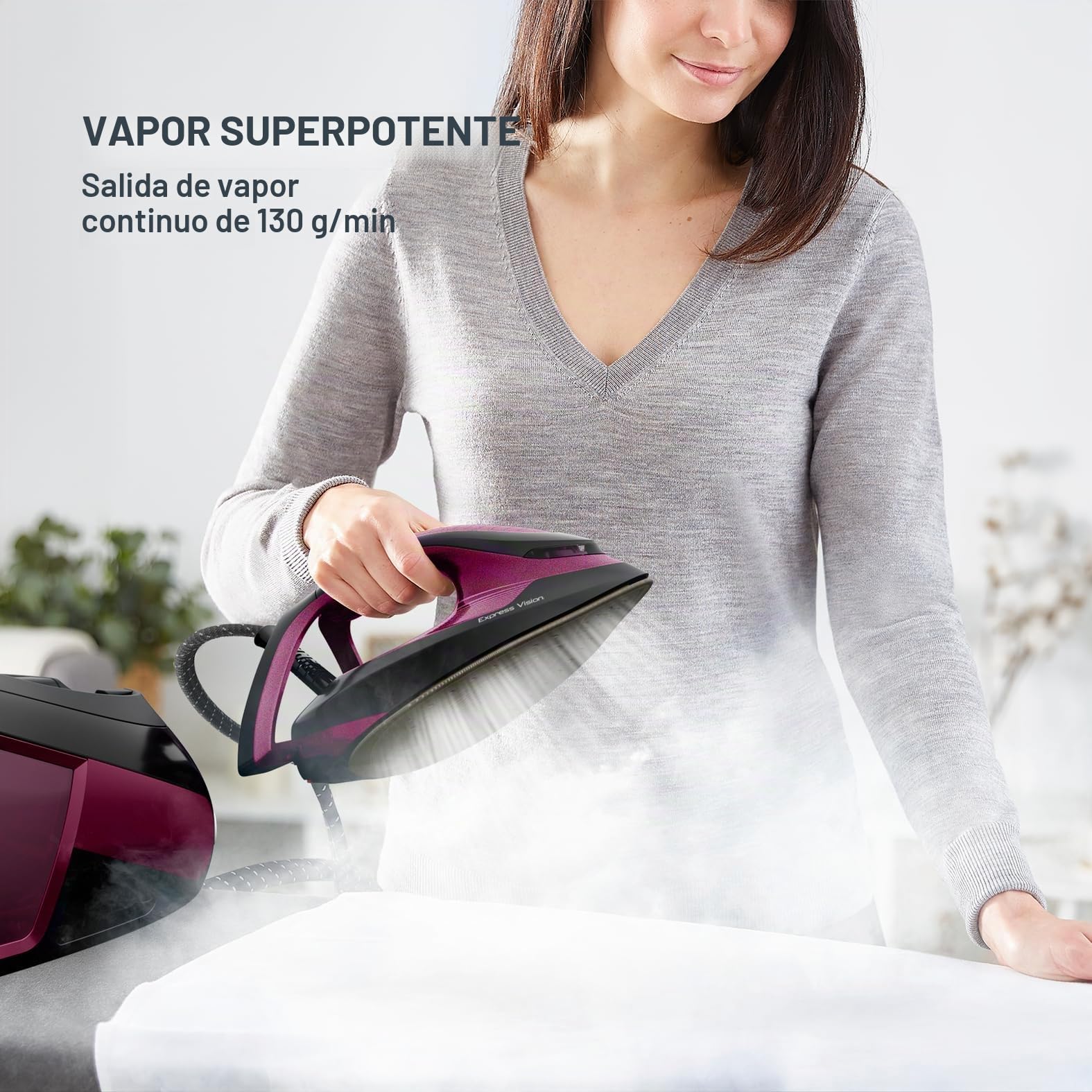 Tefal Express Vision SV8152 - Central de vapor, potente potencia de vapor, fácil visión LED para una excelente visión, tecnología sin configuración, depósito de agua 1,8 L, fabricado en Francia