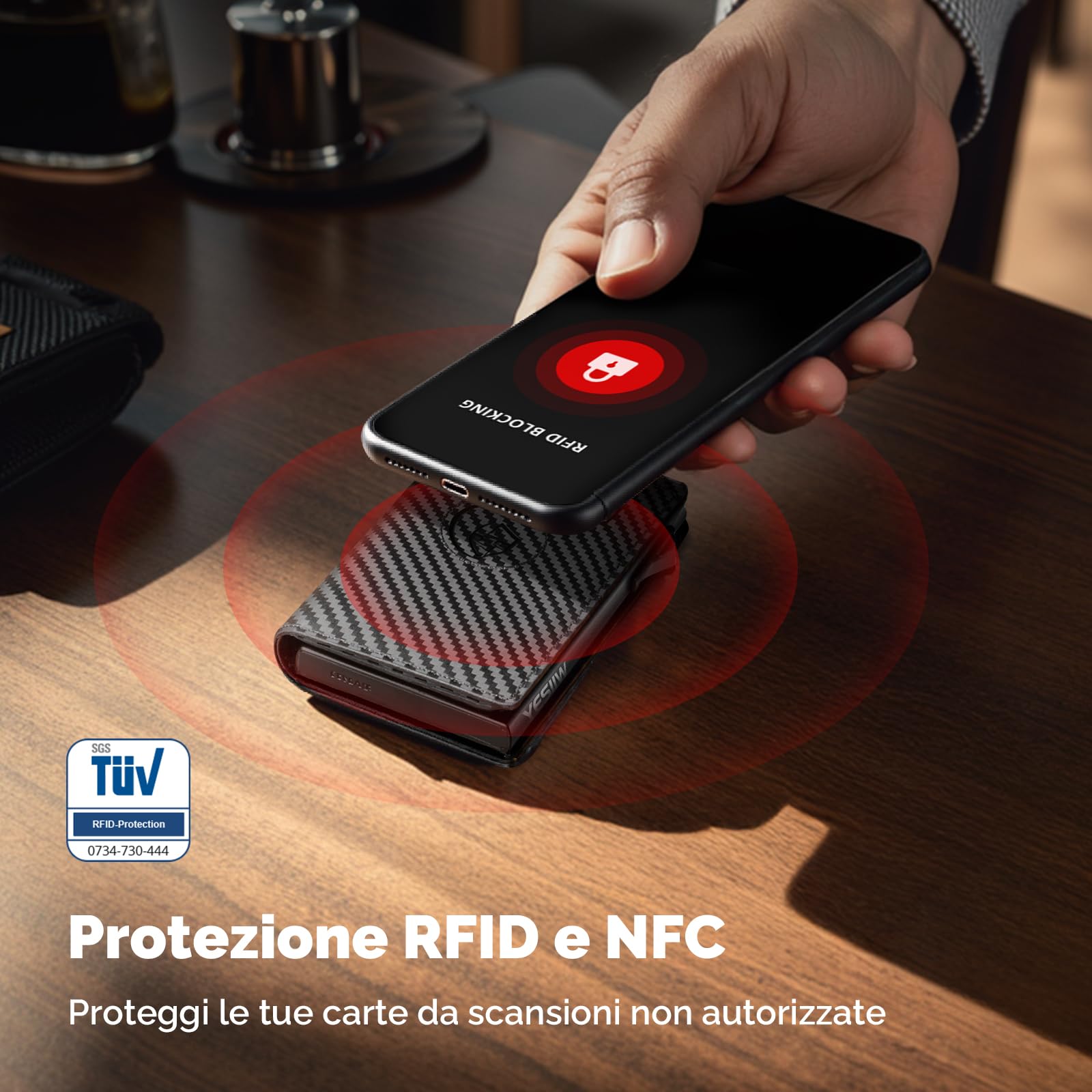 YESIIW Portacarte Airtag con Super Compatto, Pop up Airtag Wallet per 10+ Cartes, 10+ Banconote & Finestra ID, Portafoglio Uomo Airtag con RFID & Chiusura Magnetica (Carbon Nero, XL Portamonete)