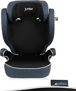 PETEX Auto-Kindersitz Basic i-Size Norm nach ECE R129 für Kinder von ca. 100-150 cm, höhenverstellbarer Kinderautositz in blau, 1 Stück