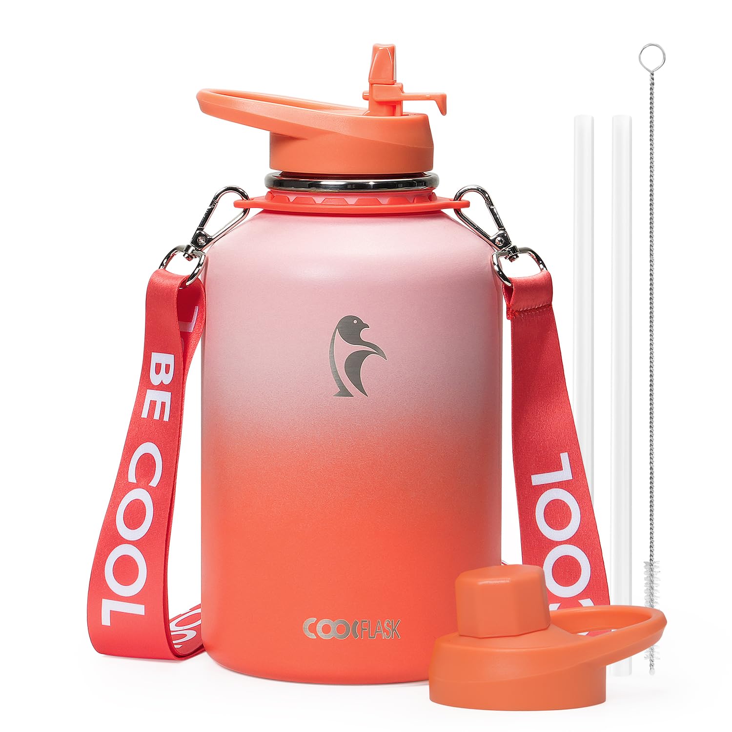 Coolflask 2l Insulated Water Bottle Stainless Steel with Strap