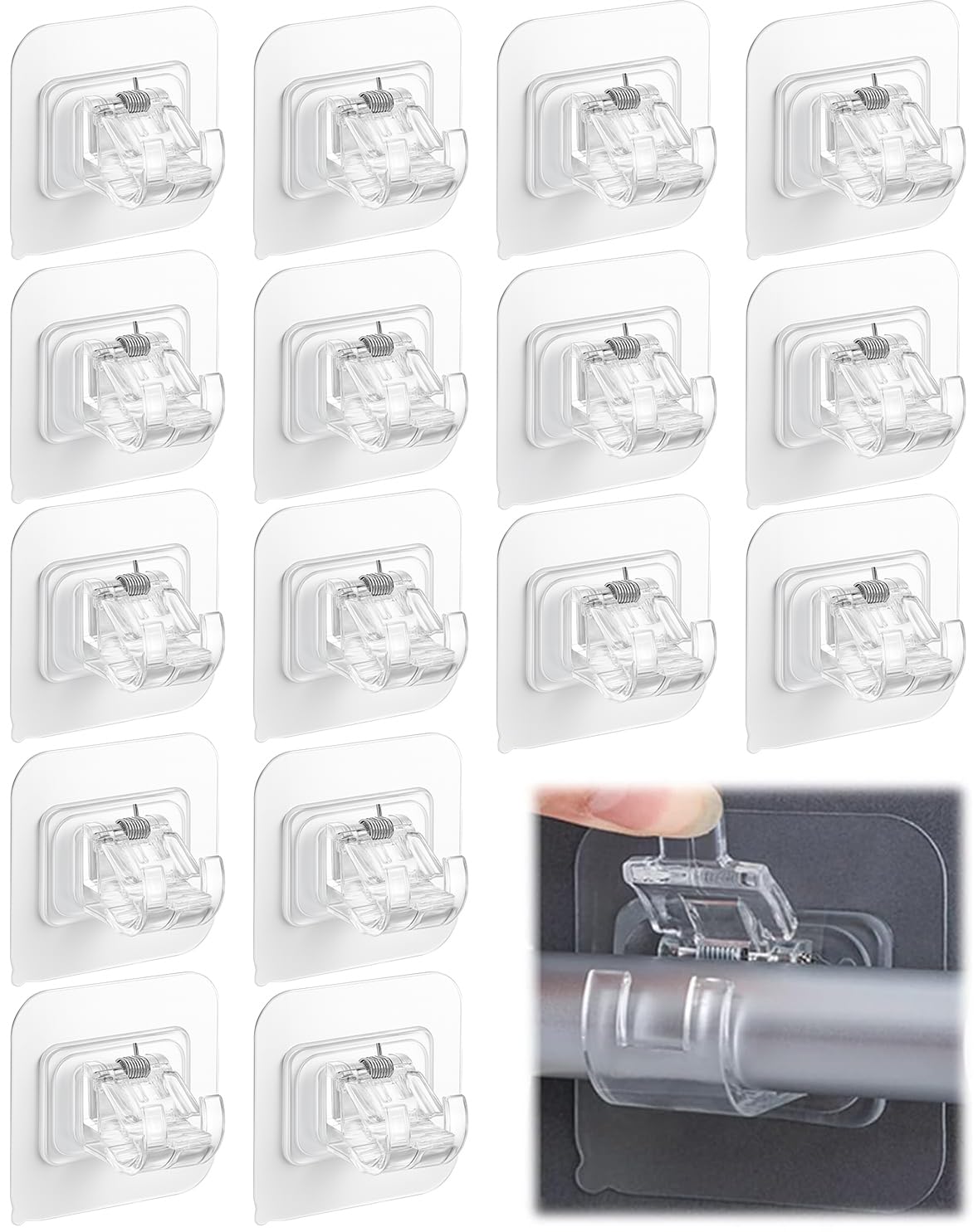 Drilling-Free Curtain Rod Brackets - 16 Pack -1