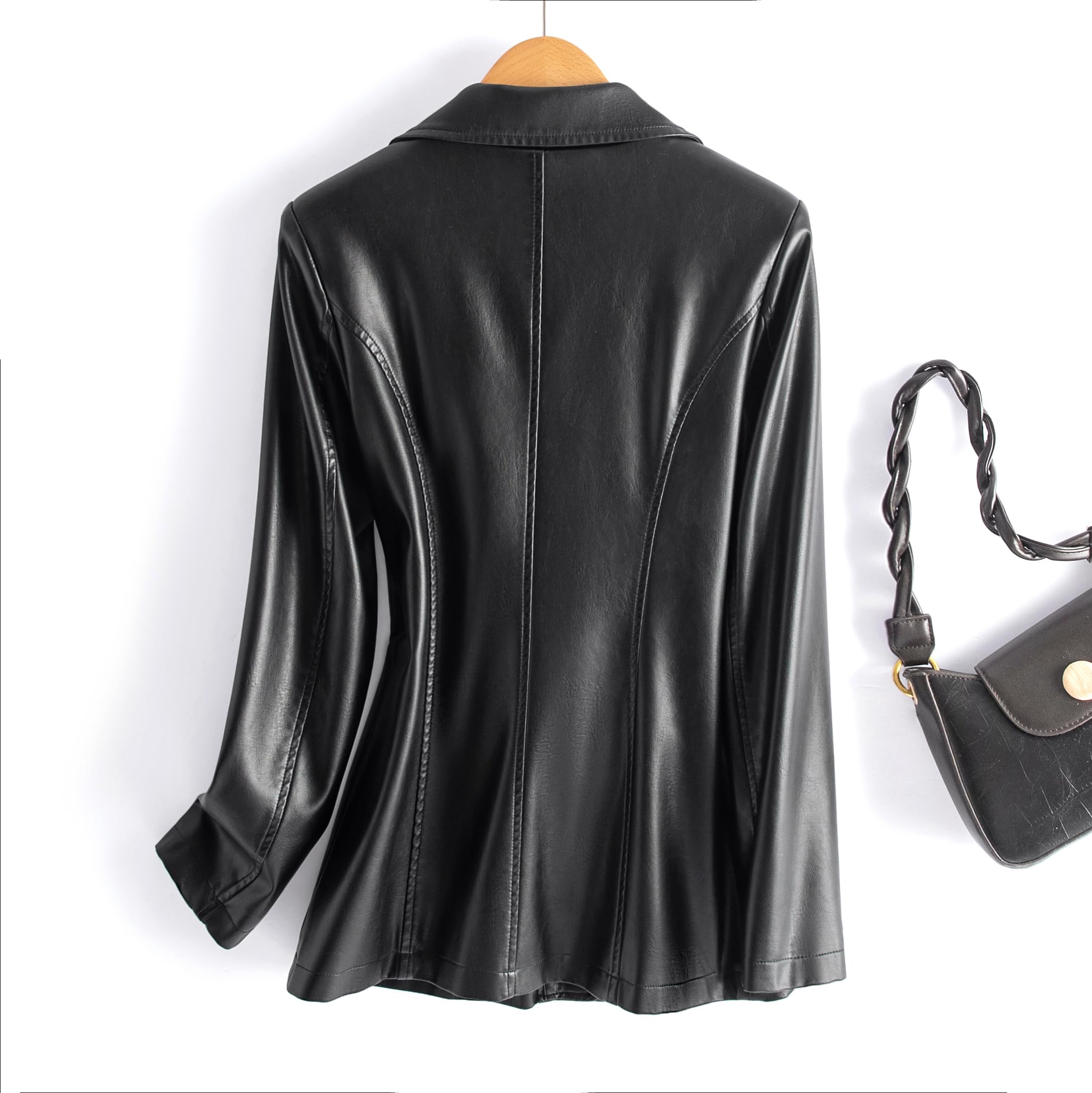 DISSA Blazer Ecopelle Donna Risvolto Vestibilità Slim