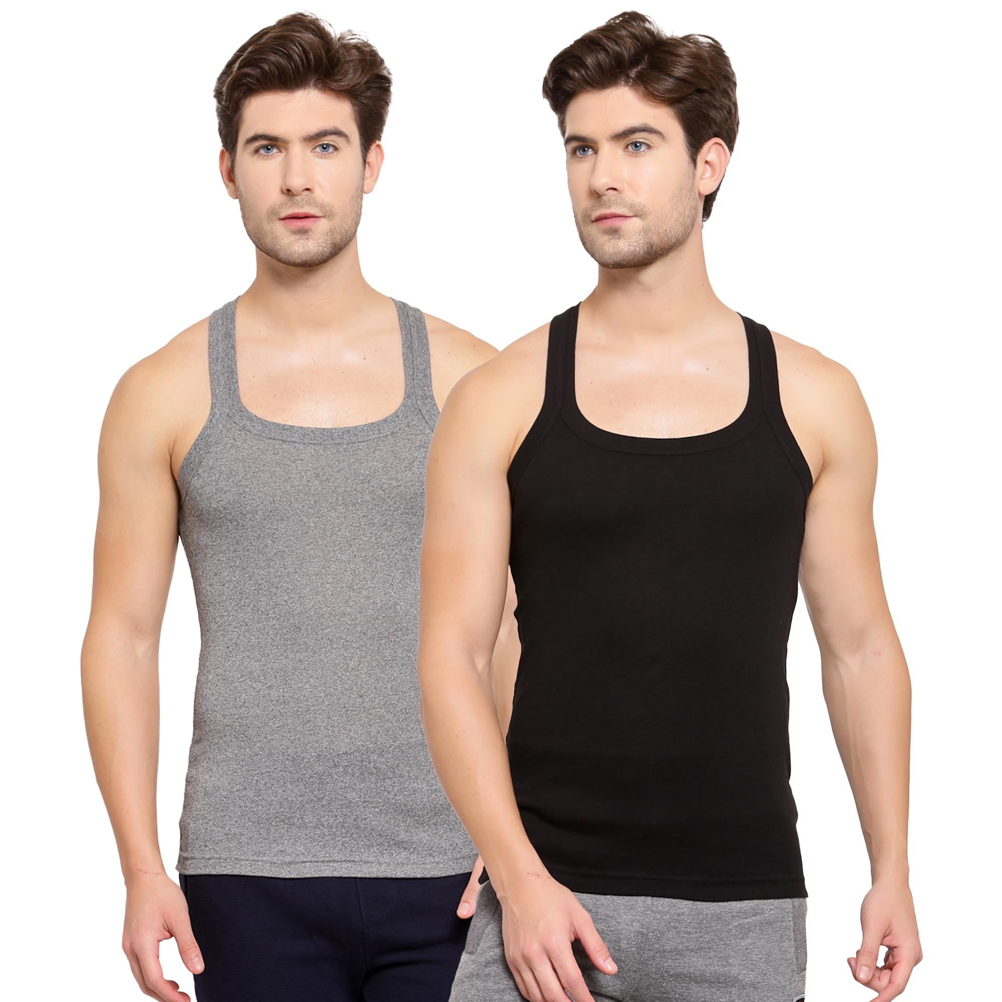 sporto Men's Pure Cotton Solid Multicolour Gym Vest Baniyan Innerwear | Pack of 2(Colour May Vary)-picture-56