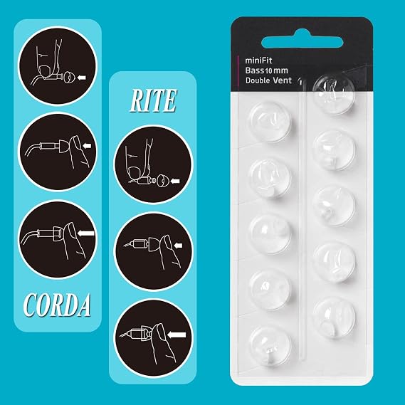 Hearing Aid Domes for Oticon MiniFit Double Vent Bass Domes: 3 Packs (10mm), Universal Domes for Oticon Hearing Aid Supplies