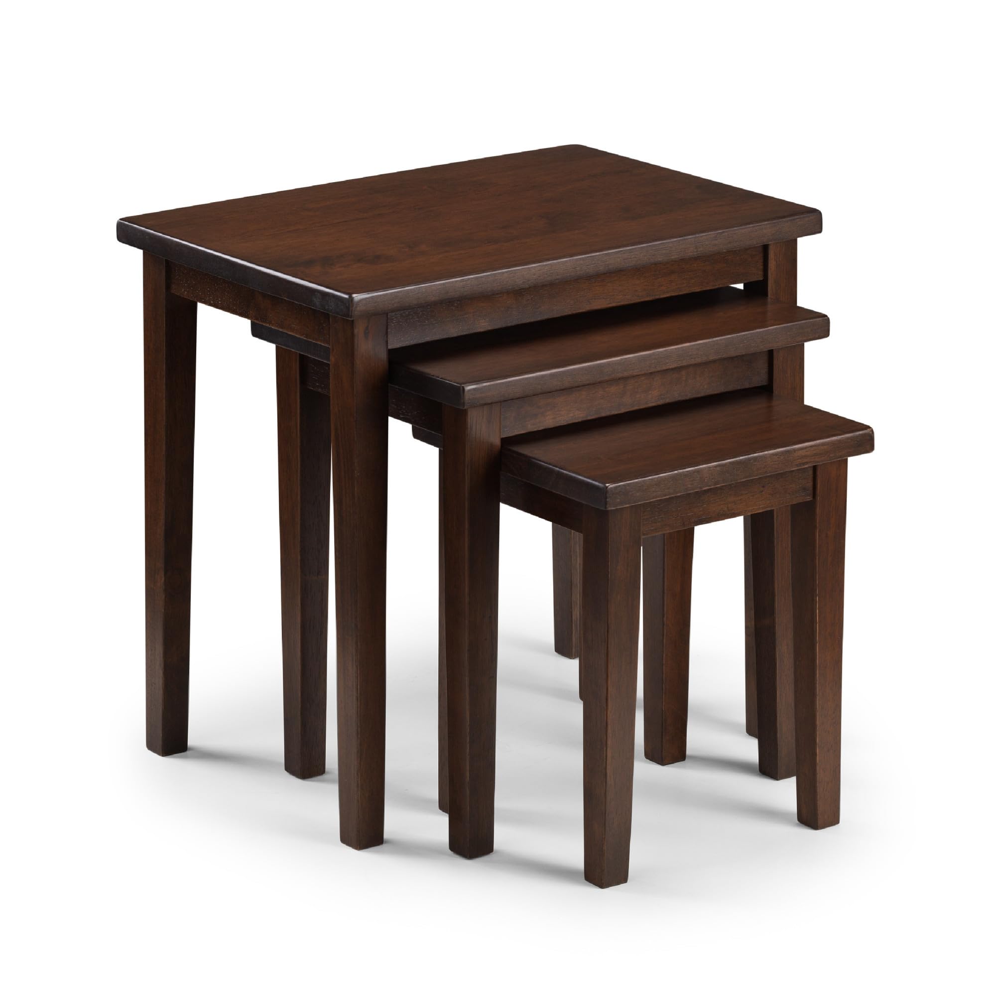 Julian Bowen Cleo Nest of Tables, Mahogany | Contemporary Nesting Tables for Living Room, Solid Rubberwood, Space-Saving Nesting Design