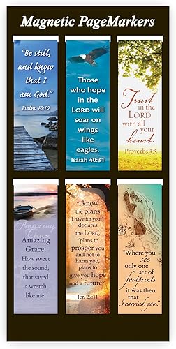 Christian Art Gifts - Juego de 6 separadores de lectura magnéticos con versículos de la Biblia en inglés