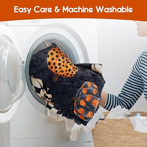 Miniatura 7 de Manta de calabaza de Halloween, manta de vellón de otoño, regalos de calabaza para mujeres, manta de franela de Halloween para el hogar, sala de