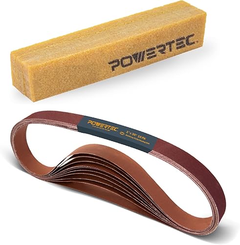 Miniatura 8 de POWERTEC 1 correa de lijado de circonitas de 30 pulgadas, lijadora de banda de grano 24 para lijadora de banda, lijadora de banda y disco,