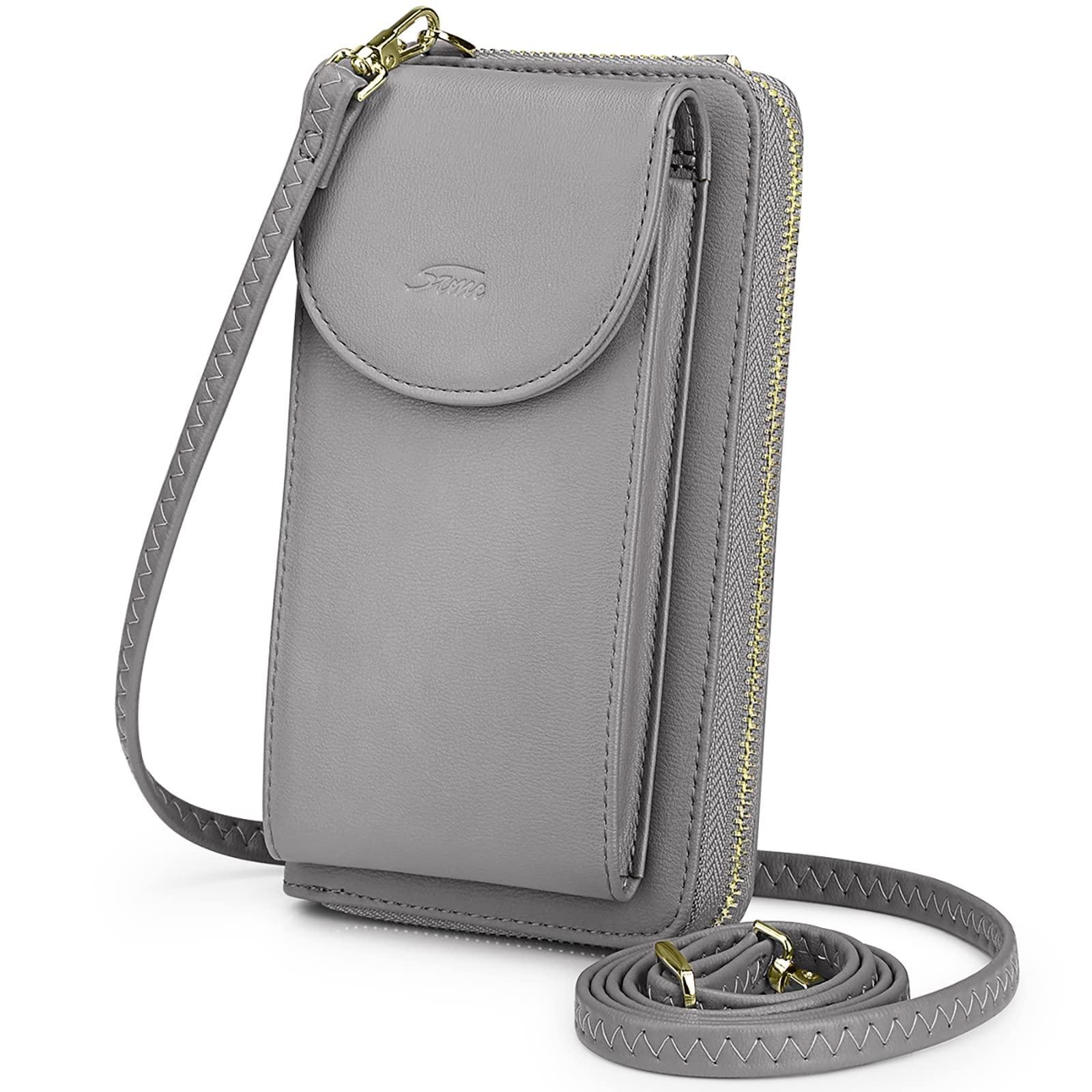 S-ZONEPU Leather RFID Blocking Crossbody Cell Phone Bag for 6.7 Inch Cellphone Women Leather RFID Blocking Wallet Purses with Credit Card Slots