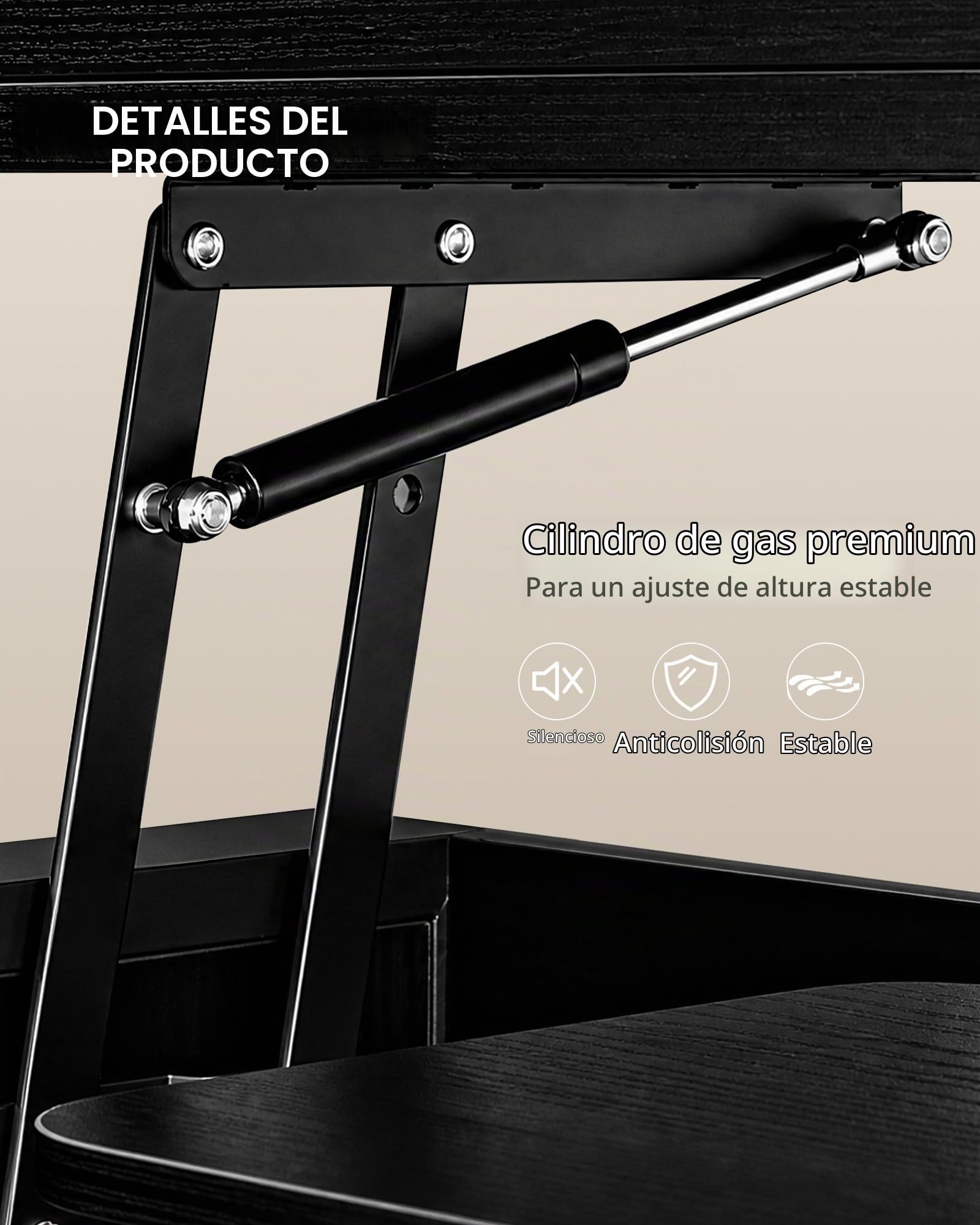 Hzuaneri Tavolino da Salotto, 100 cm, Nero, 3 in 1 Multifunzionale | 50 × 100 × 47 cm, Tavolino da Caffè Sollevabile con 3 Cassetti e 2 Organizzatore Aperto, 3 in 1 Multifunzionale, CT22204B