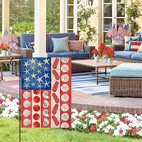 Miniatura 3 de AVOIN colorlife Bandera de jardín del 4 de julio de 12 x 18 pulgadas de doble cara exterior, Día de la Independencia, patriótica de verano,