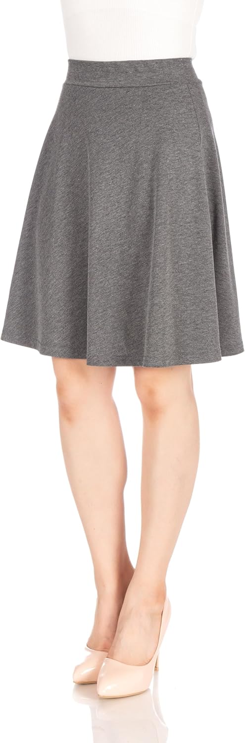 Dani's Choice Simple Stretch A-line Flared Knee Length Skirt - Image 6