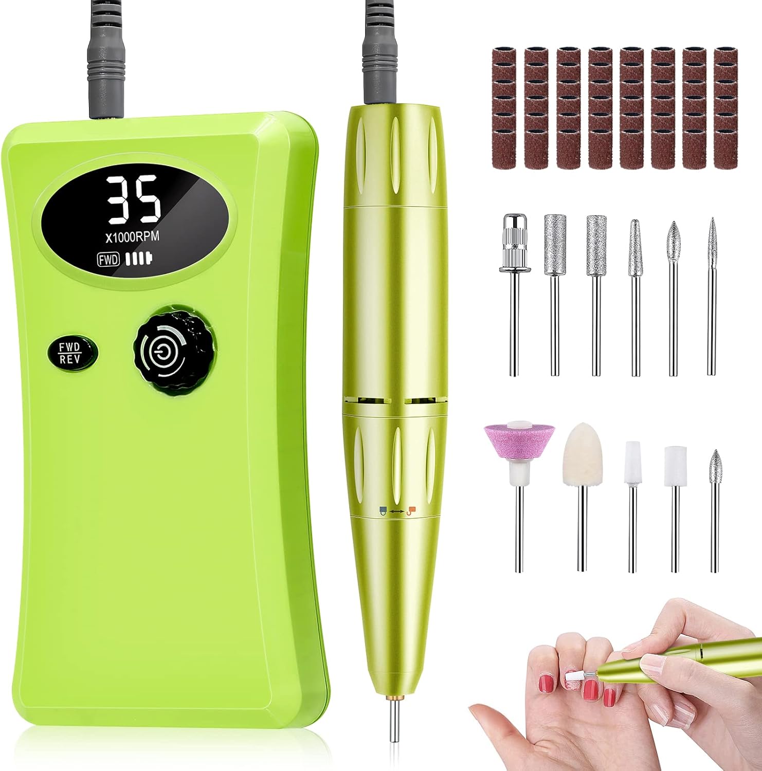 Professional Nail Drill Machine, Urbuti 35000RPM Rechargeable Electric
