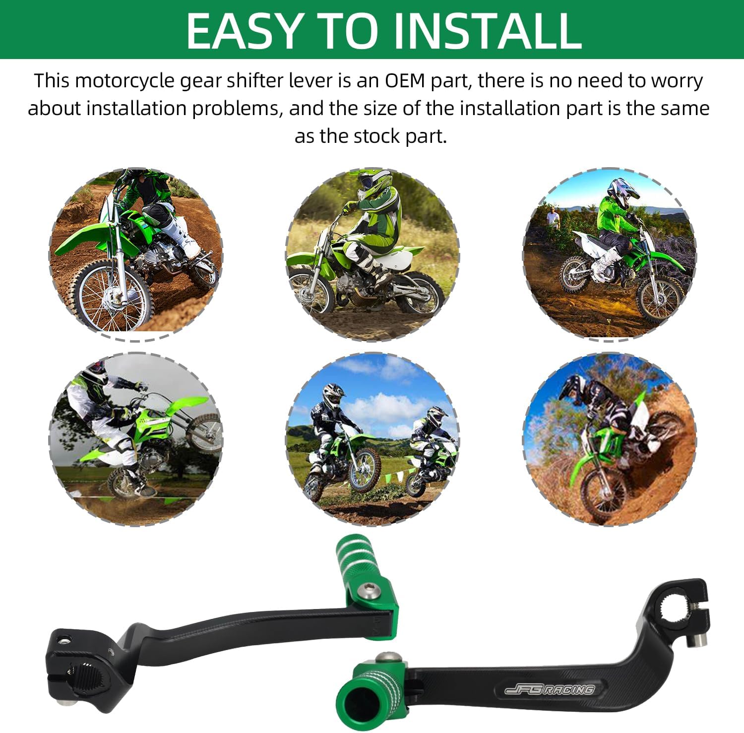 JFG RACING Motorcycle Gear Shifter Folding Shift Lever CNC for KLX 110 KLX110 KLX110L KLX110R 2010-2023 Dirt Pit Bike Green