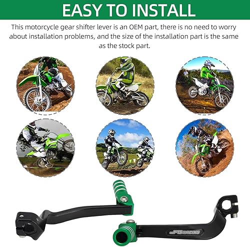 Miniatura 6 de JFG RACING Palanca de cambios de motocicleta plegable CNC para KLX 110 KLX110 KLX110L KLX110R 2010-2023 Bicicleta de suciedad pit verde