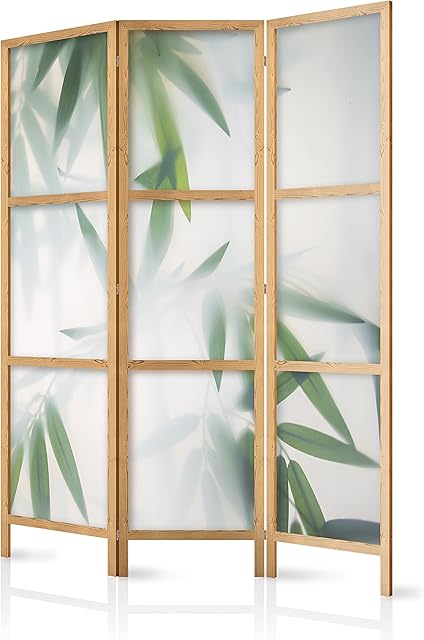 murando Room divider green bamboo nature zen spa 135x171cm / 54"x68" 3 pieces Non-Woven Canvas Single-Sided Folding Screen Privacy wood pattern design hand made Home office Japan b-B-0591-z-b