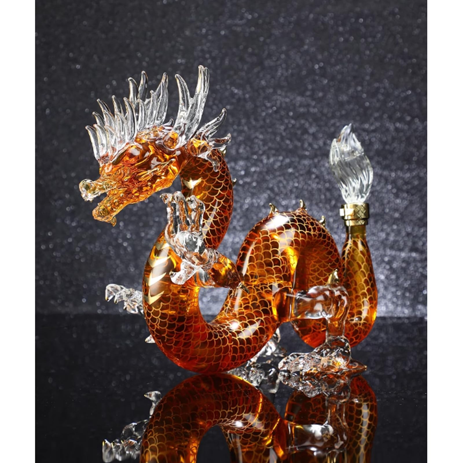 Spersonalizowany karafka w kształcie smoka z chińskiego zodiaku 1100ml, przezroczysta szklana butelka na alkohol z eleganckim pudełkiem, dla miłośników napojów i wina.