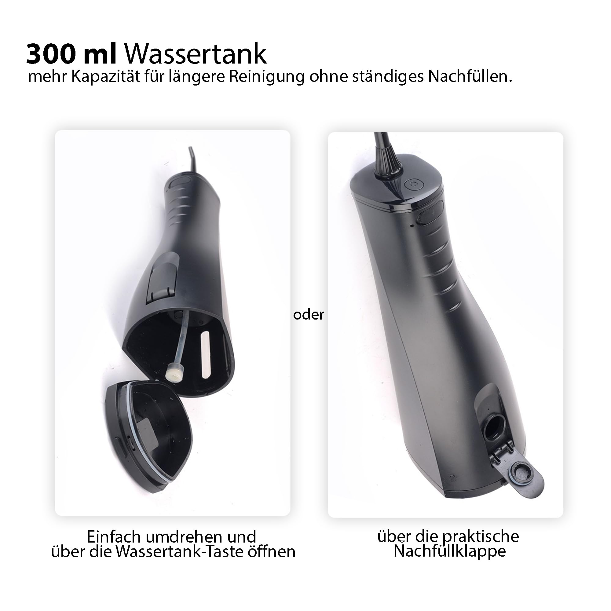 Tristan Auron Munddusche – 2 Ersatzdüsen und Reisetasche, 5 Modi, 8 Druckstufen inkl. Shoot Modus, 300ml Tank, LCD Display, USB-C Schnellladung, IPX7 - ProJet Water Flosser
