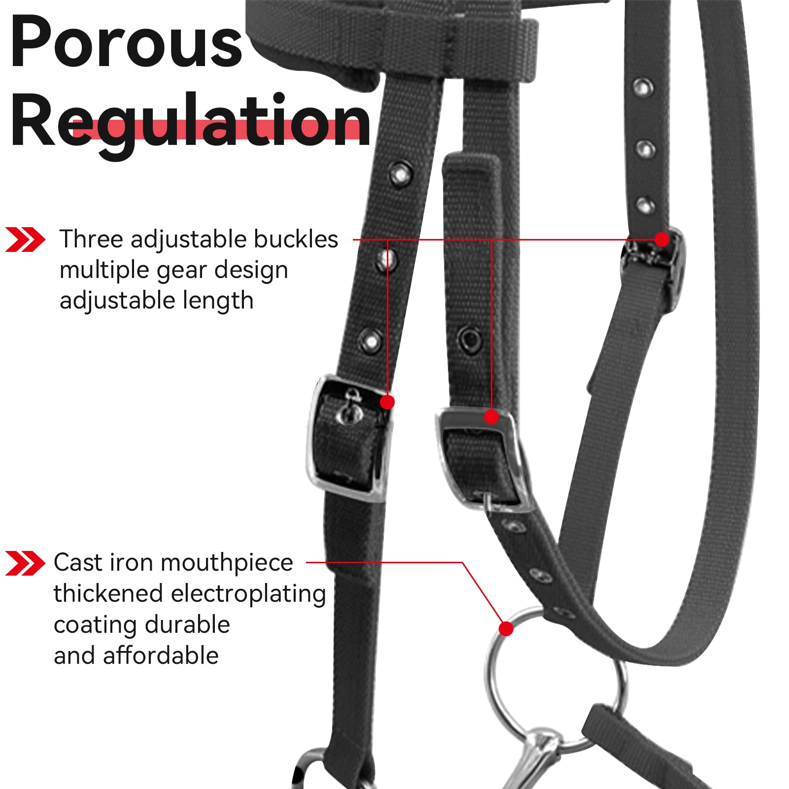 Bridon Lilly, Bridon sans Mors Horses Noir Bridon de Haute qualité Soft sans Mors Bridon Confort avec rênes
