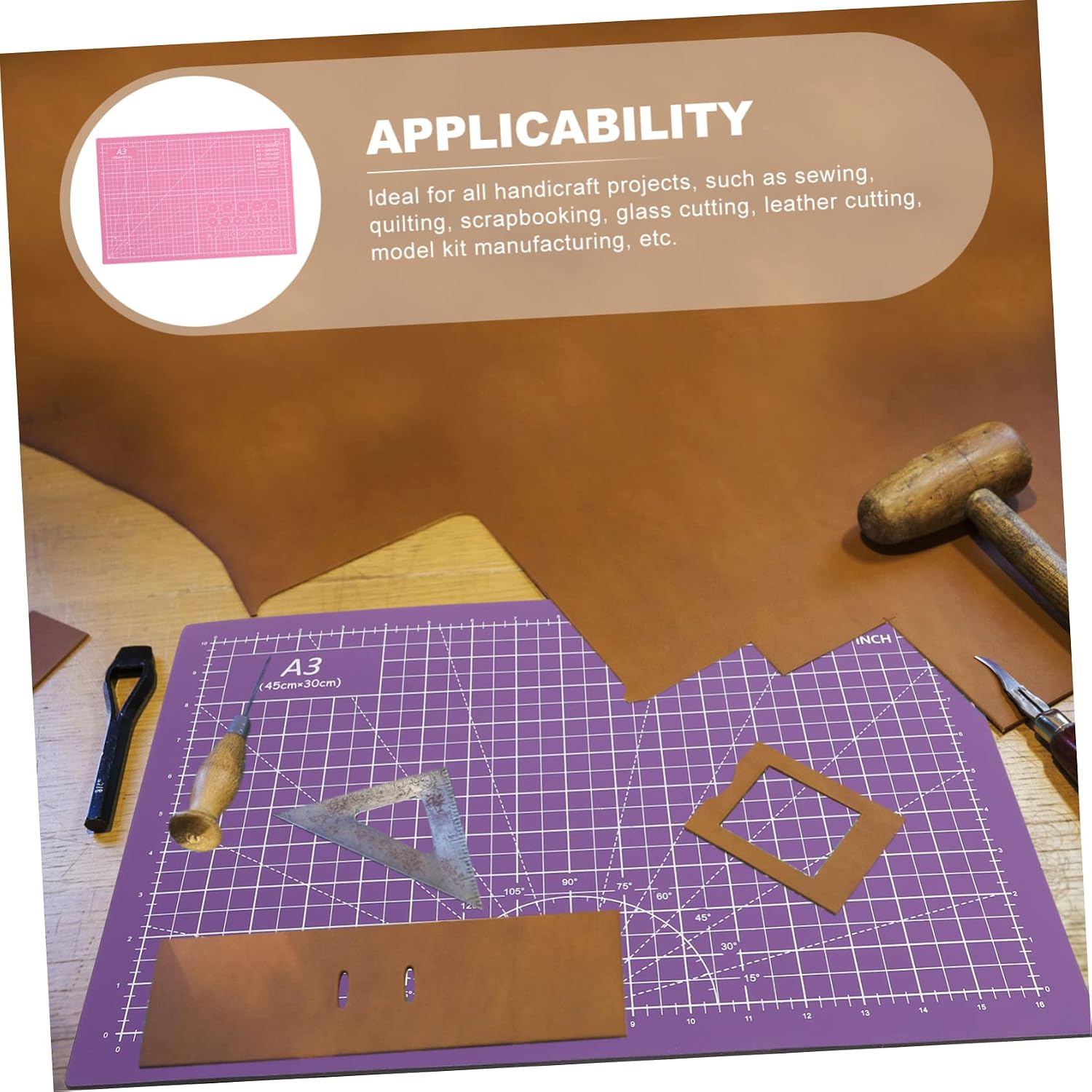 1pc Double-sided Cutting Mat Pvc Cutting Pad for Quilting Sewing Scrapbooking and Crafts Bright Color Design for Accurate Measurements