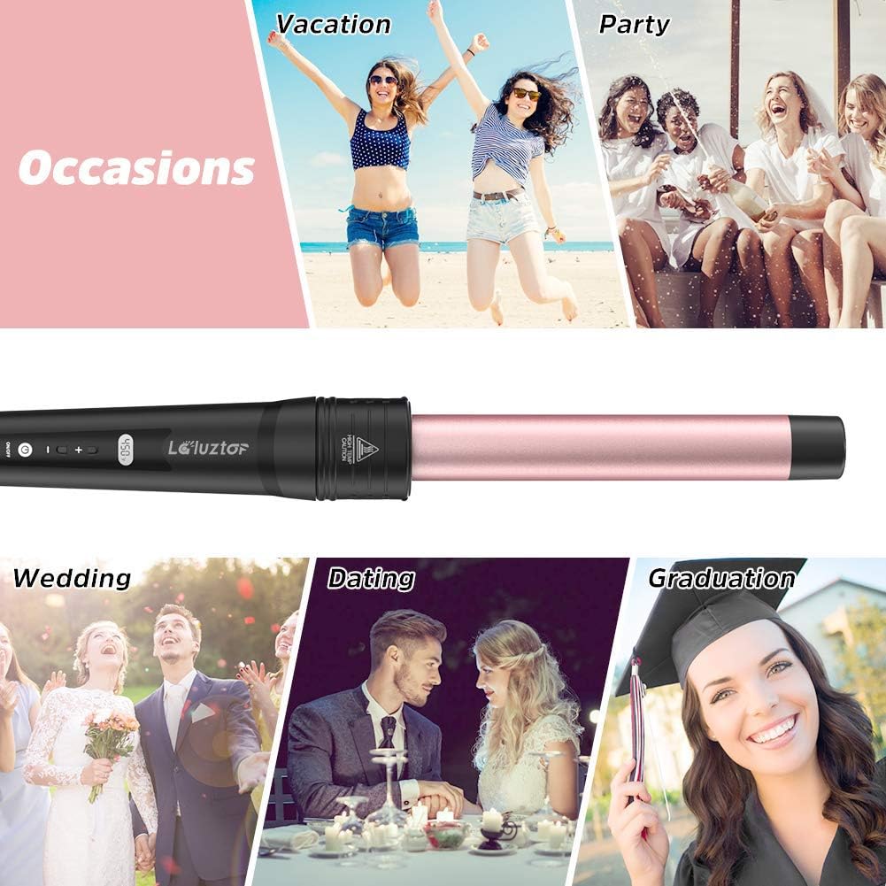 6 in 1 Curling Wand Set - Hair Curling Iron with 6 Interchangeable Ceramic Barrels with LCD Temperature Control and Anti-scalding Tip, 0.35-1.25 Inch Hair Curler for All Hair Types(Glove Include) : Beauty & Personal Care