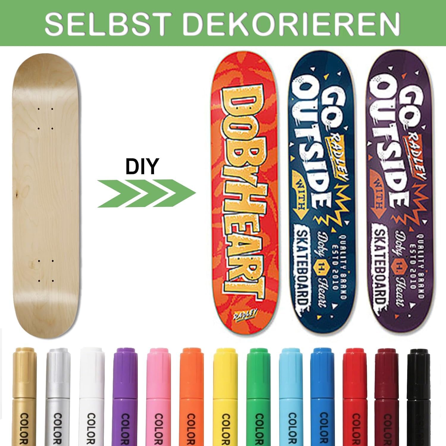uyoyous 2 Stück Blank Skateboard Decks, 7-lagiges Ahorn Skateboard Deck, konkaves Skateboard für Kinder, Erwachsene, Mädchen, Jungen, Anfänger und Profis, 79x20cm