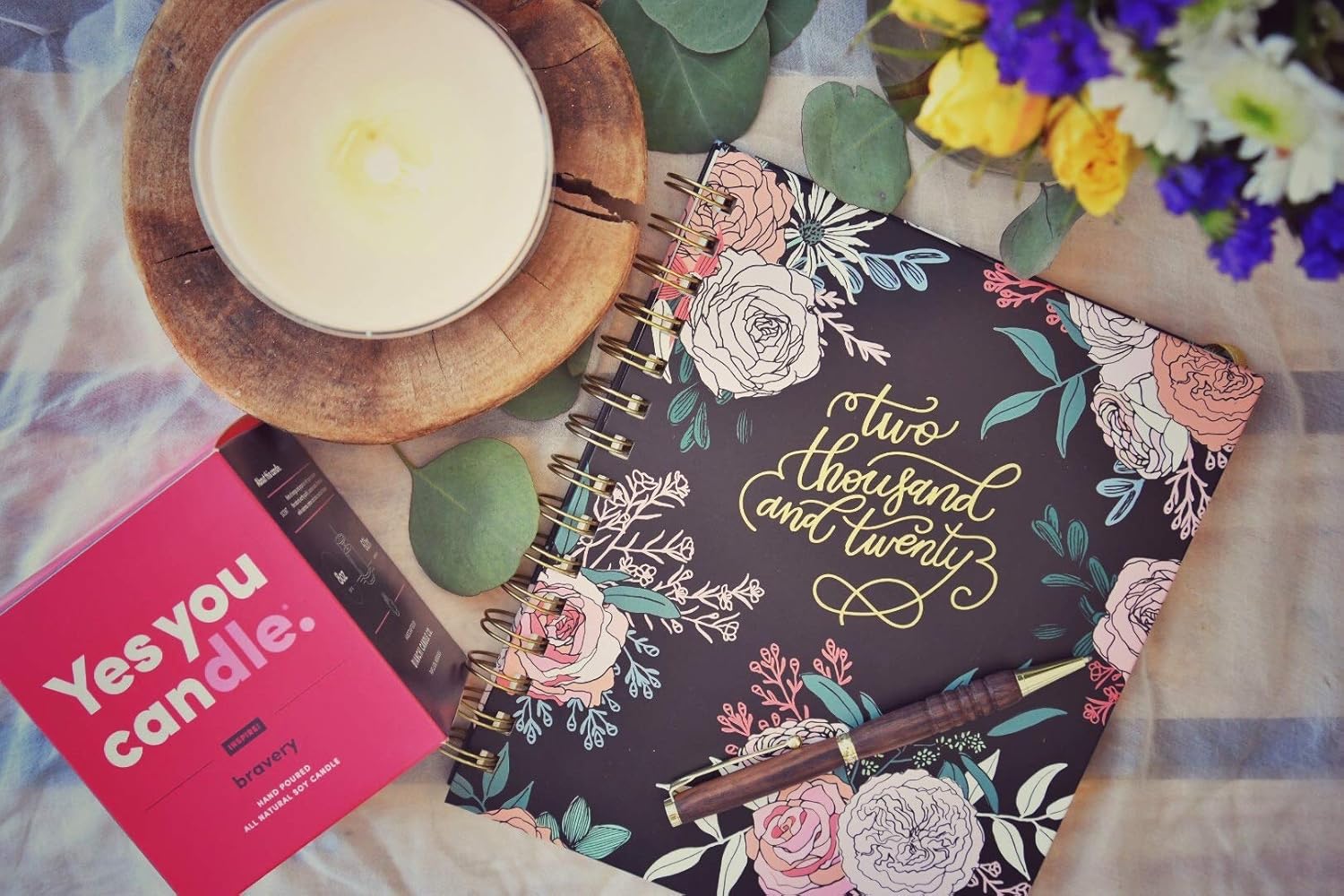 Yes You Candle - Bravery, Citrus &Sage, Highly-Scented, Inspirational Soy Candle, Made in USA, Great Message, Pure Essential Oils, Aromatherapy, 8 oz