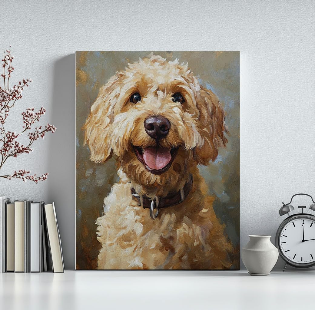 Goldendoodle Dog Paint by Numbers Kit for Adults Beginner, Cute Dog Adult Paint by Number Kits on Canvas, DIY Acrylic Watercolor Oil Paint by Number for Adults for Home Decor Gift 16"W x 20"L