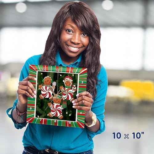 Miniatura 4 de 3dRose DPP_14915_1 Reloj de pared, adornos de pan de jengibre de menta, 10 x 10 pulgadas