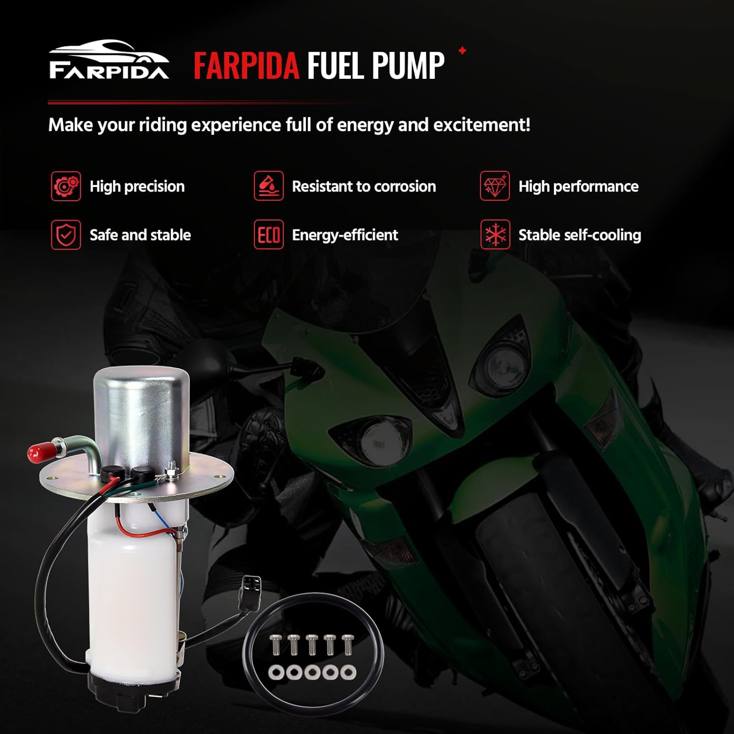 49040-0007 Fuel pump Assembly Fits for 2006 Kawasaki Ninja ZX6R ZX636C/ZX636D for 2005-2006 Kawasaki Ninja ZX6RR ZX600N,for 2005 Kawasaki Ninja ZX6R ZX636C