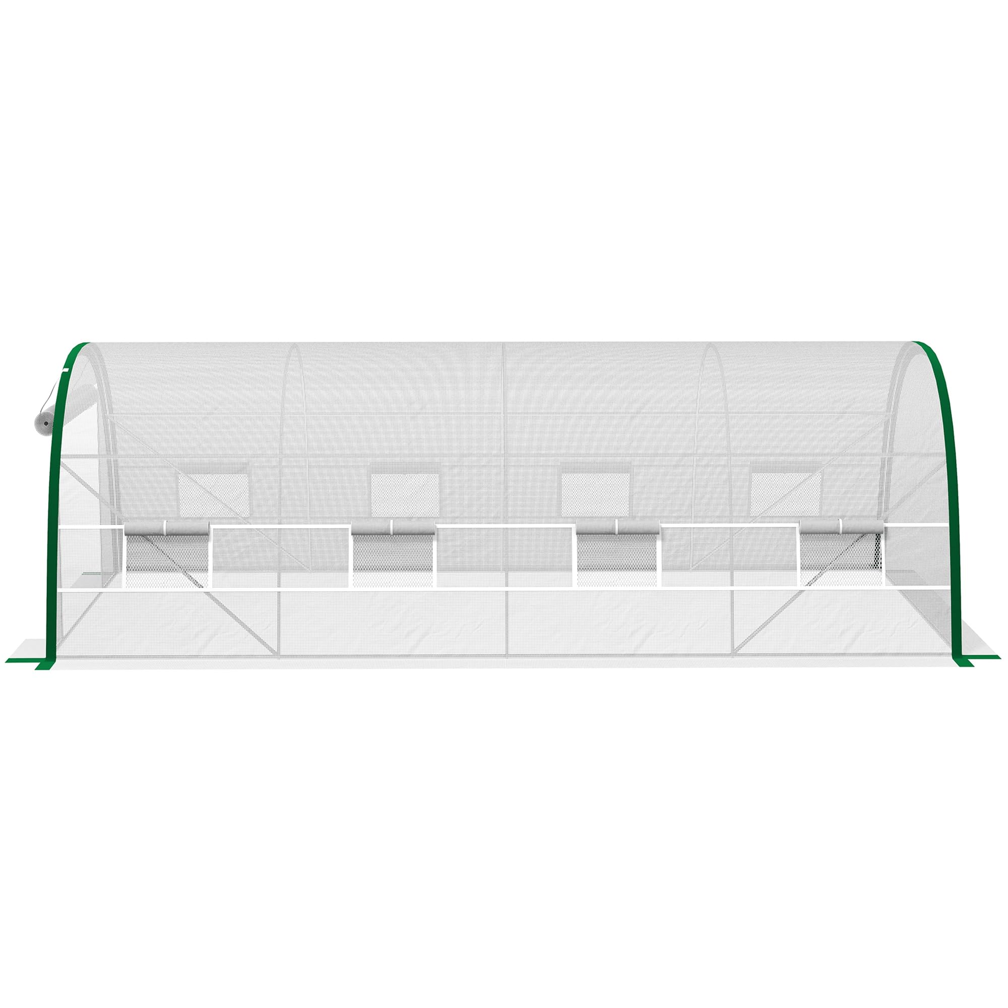 Outsunny - Invernadero de jardín (18 m²), diseño de túnel 6 x 3 x 2 m – 8 ventanas, puerta con cremallera enrollable – Estructura tubular de acero galvanizado, lona de PE de alta densidad, color