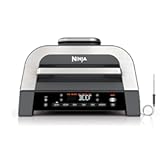 Ninja DG551 Foodi Smart XL 6-in-1 Indoor Grill with Air Fry, Roast, Bake, Broil, & Dehydrate, Foodi Smart Thermometer, 2nd Generation, Black/Silver