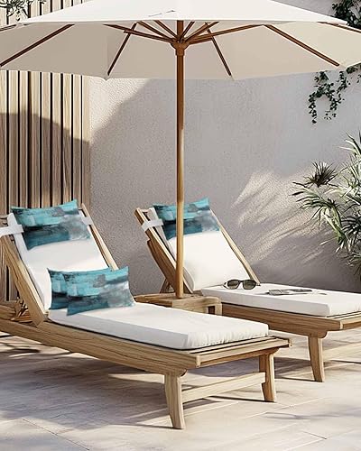 Miniatura 4 de Blue Graffiti Art - Almohadas para descansar la cabeza para exteriores, paquete de 2, verde azulado, verde, gris, arte abstracto, impermeable,