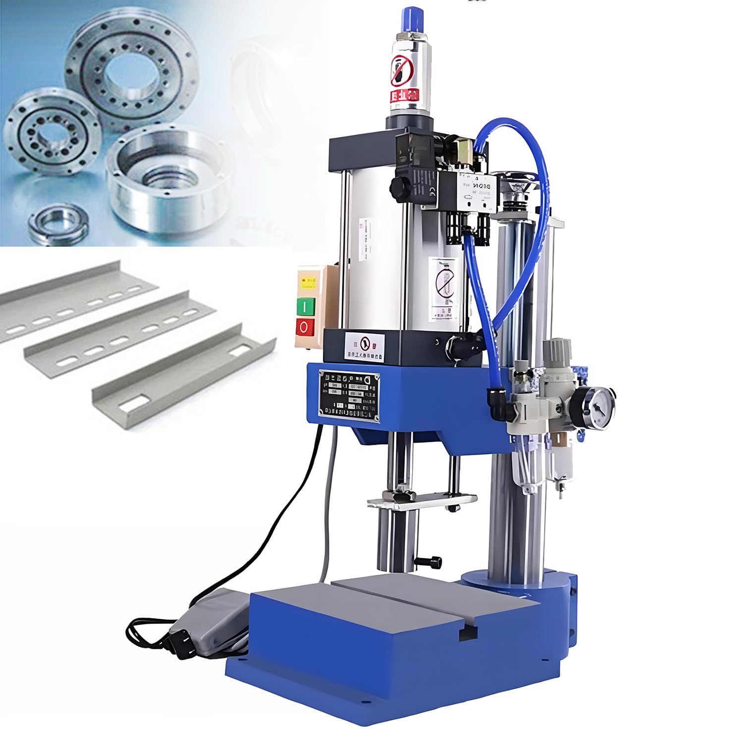 Jozyjul Footswitch Pneumatic Punch Machine, Desktop Punching Press With Foot Pedal, 200Kg/300Kg Pressure, Operations Pressure 0.4-0.7 Mpa, Working Height 200Mm -300Kg
