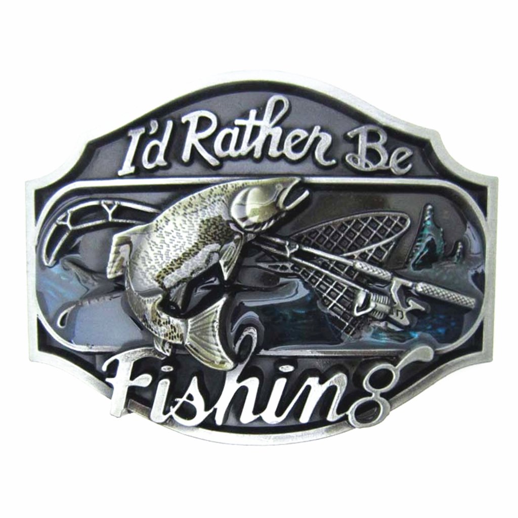MASOP Western Style Funny Casual Belt Buckle I'd Rather Be Fishing