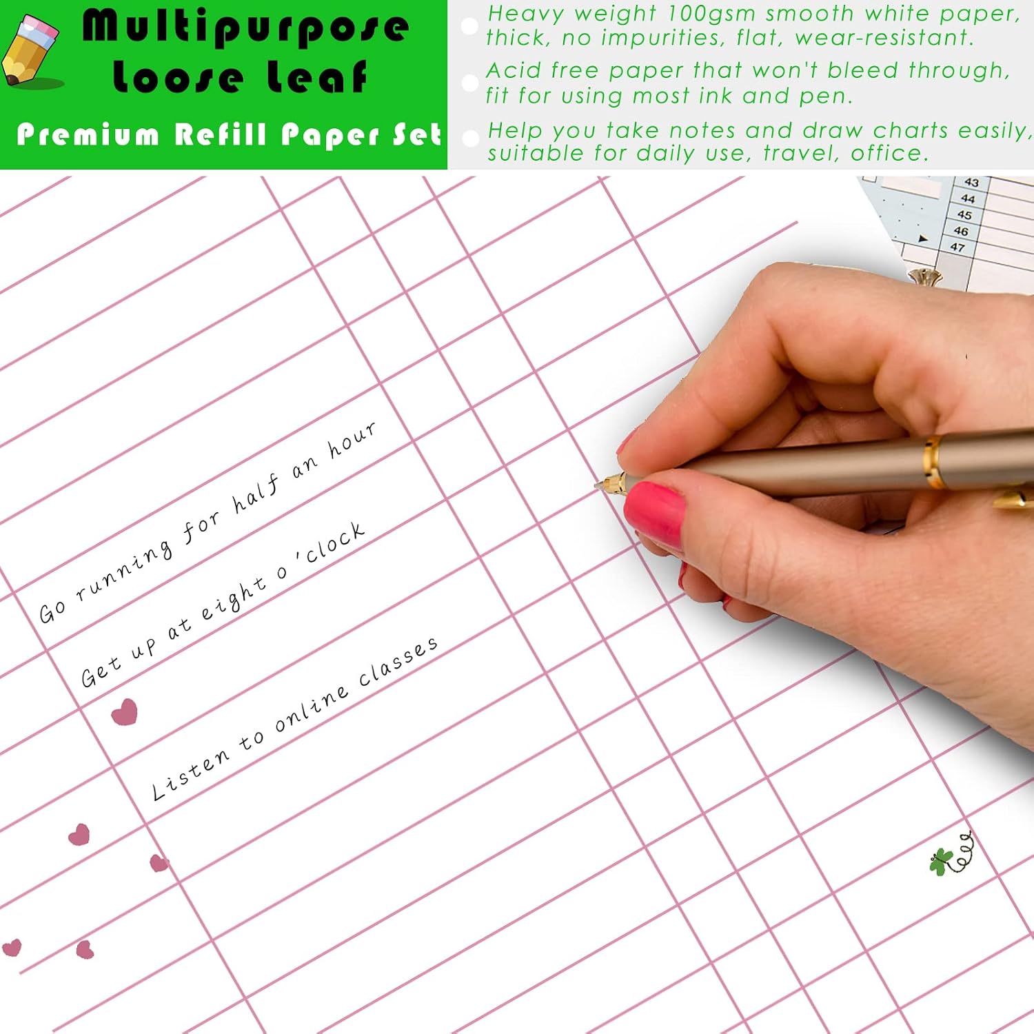 Rancco Junior Budget Planner Refills, 180 Pages 8 Rings Punched Half Letter Financial Paper Inserts w/Index Tabs, Index Dividers, Loose-Leaf Bag, Ruler For Circa, Arc, TUL, Happy Planner, 5.5x8.5" image 5
