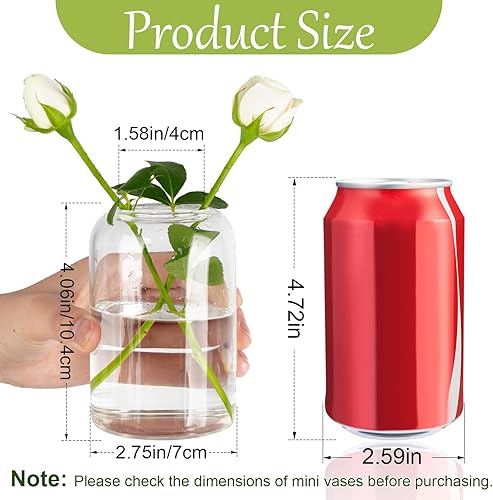 Miniatura 5 de Jarrones pequeños de cristal, juego de 10 jarrones transparentes para centros de mesa, mini jarrón a granel para flores para bodas, fiestas de